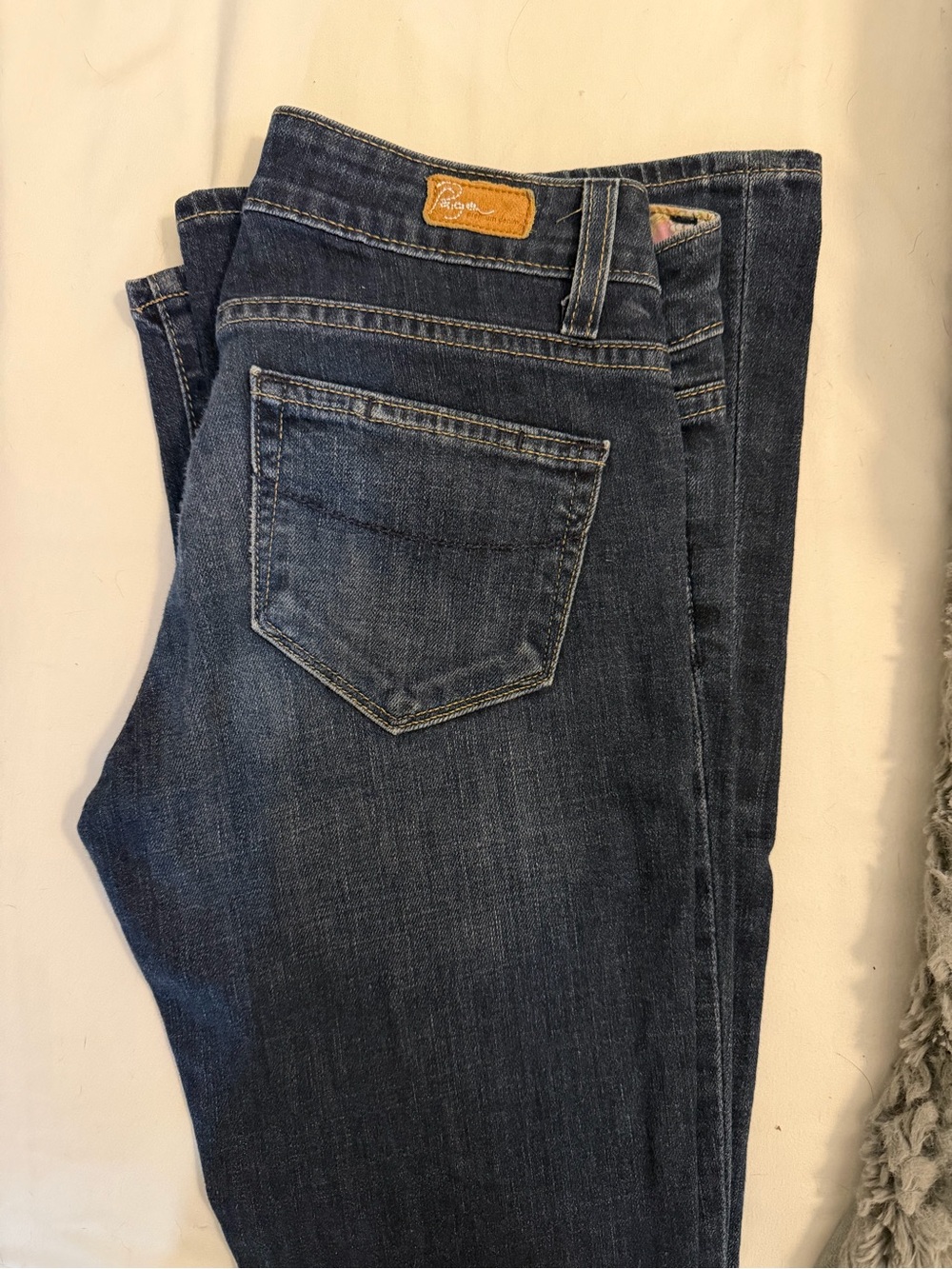 PAIGE Dark Blue Denim Jeans with Floral Waistband